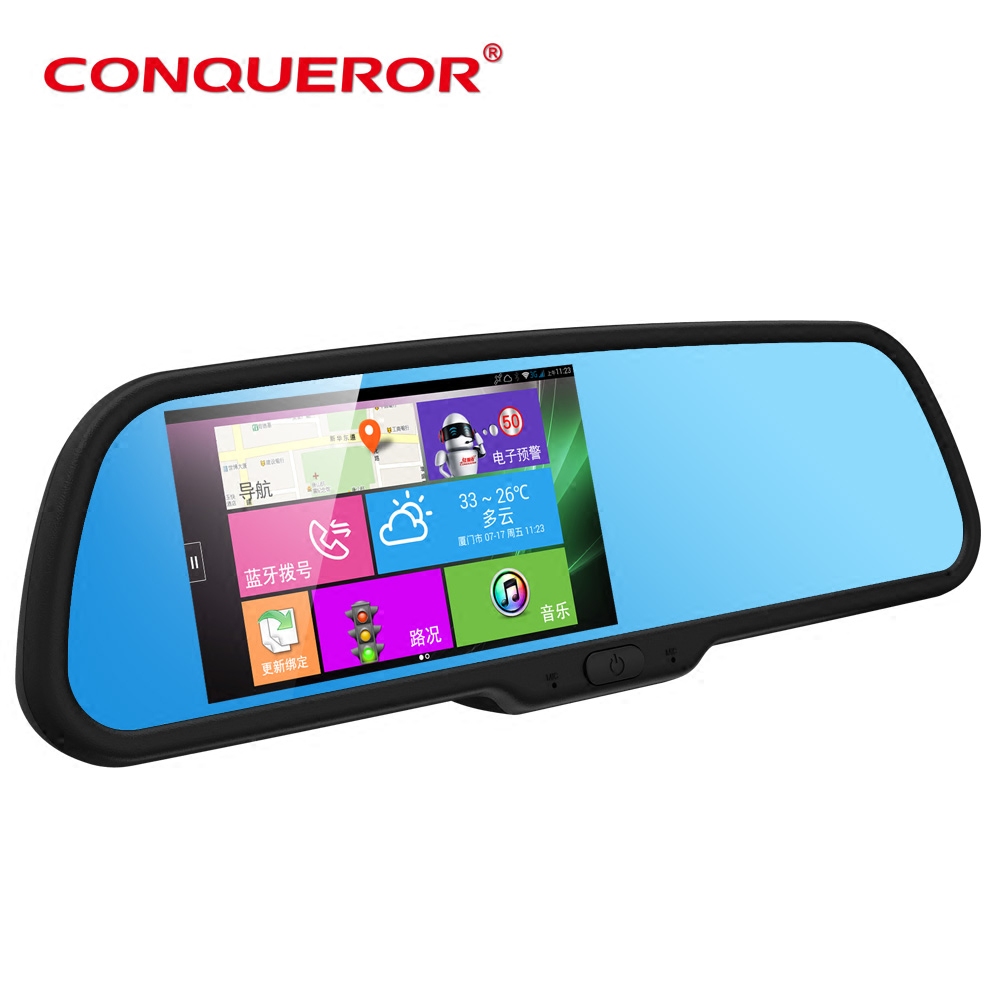 Conqueror i688 Android intelligent rearview mirror navigation dashcam radar speed measurement early warning cloud all-in-one machine