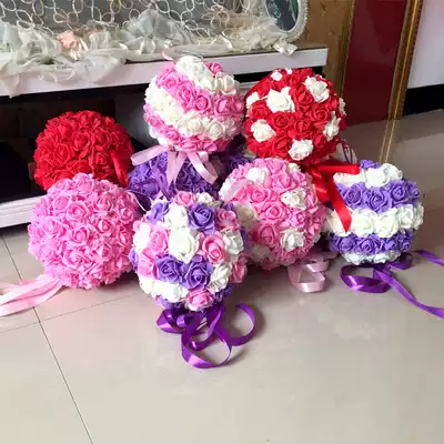 Wedding Wedding Lahua Wedding room decoration decoration supplies New house living room decoration flower ball gauze curtain hanging decoration Flower ball package