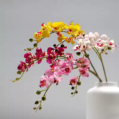 Simulation phalaenopsis Chinese pastoral high simulation flower three-pronged phalaenopsis soft decoration living room dining room fake flower decoration flower