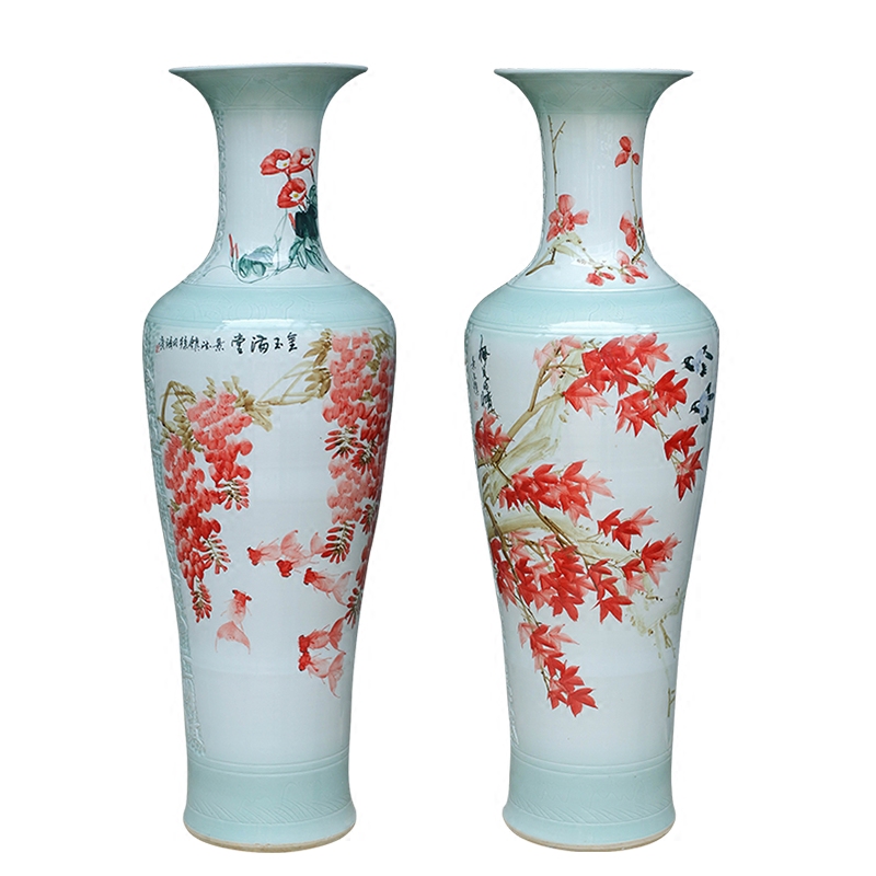 Jingdezhen ceramic hand - made vase of large modern classical Chinese style living room TV ark, porch housewarming gift