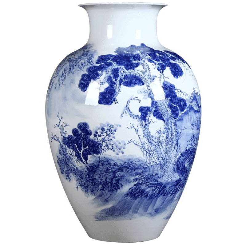 Jingdezhen ceramics hand blue and white porcelain vase furnishing articles and large new Chinese style home sitting room adornment