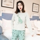 Phiên bản Hàn Quốc của đồ ngủ nữ mùa hè cotton dài tay dễ thương mùa xuân và mùa thu phục vụ tại nhà cho sinh viên tươi tắn Bộ đồ hai mảnh có thể mặc ngoài cổ tròn bộ thể thao nữ mùa đông Bên ngoài ăn mặc