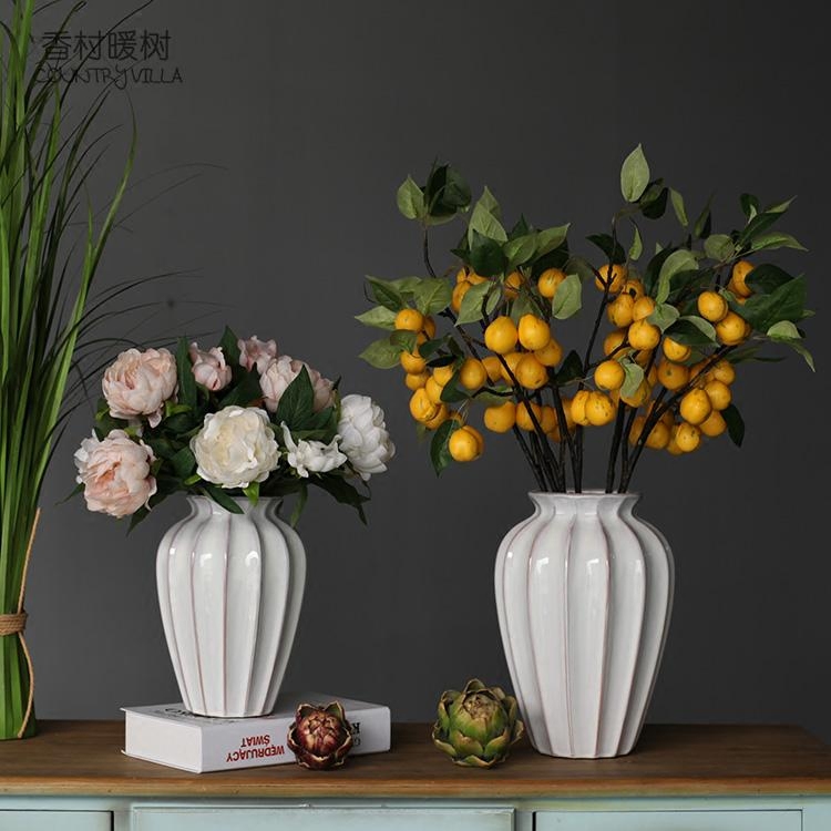 No Leaks American Minimalist Creative Retro Ceramic Vases Living Room Dining Room Dining Window White Floral Floral Art Suit