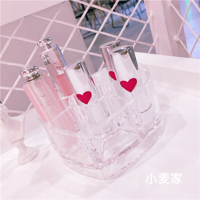 ins teen girl heart desktop containing loving girl lip balm containing layer frame mouth red containing box peach heart-shaped containing basket