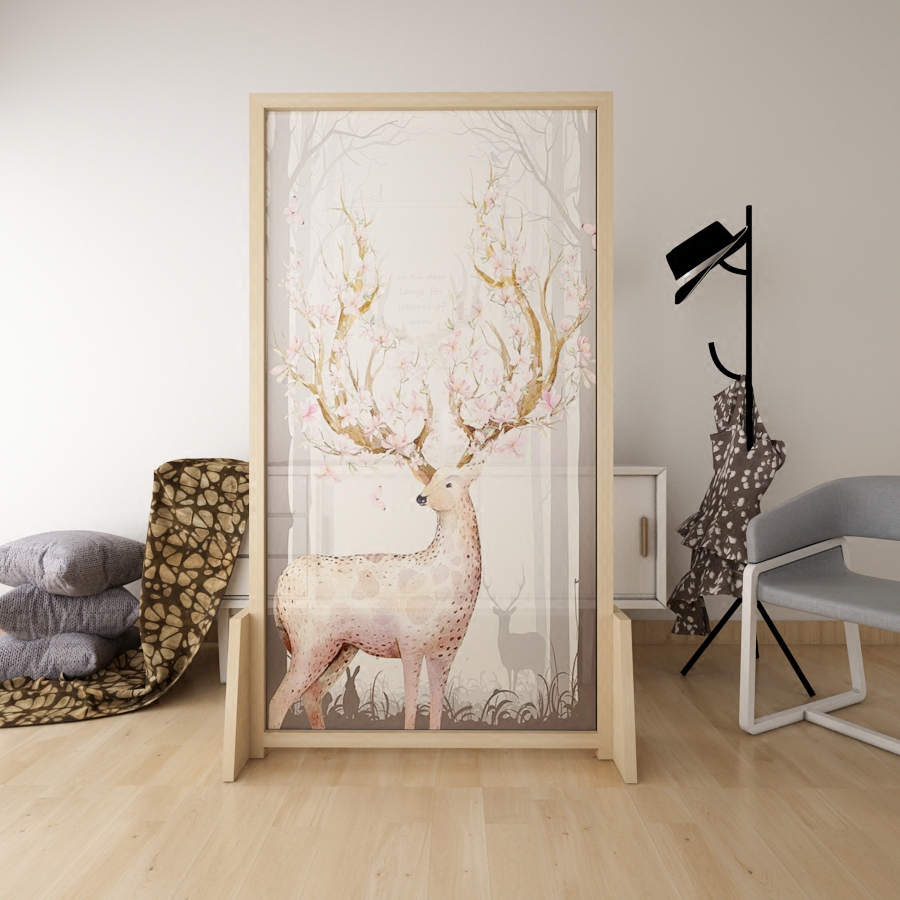 Nordic Solid Wood Screen Seat Screen Partition Hyun Guan Fashion Living Room Bedroom Base Screen Office Semi-Overdraft Screen Custom