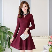 Mát gamma mới mỏng móc hoa dài ren một từ váy dưới váy 620kl