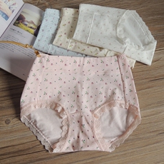 Трусы 出口日系蕾丝中腰纯棉女内裤舒适全棉质透气底裤性感无痕小平角裤