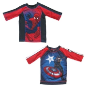 Y180102 Spider-Man Captain America Bộ đồ lặn Top Beachwear Áo chống nắng Áo tắm
