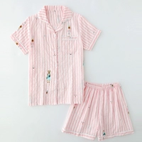 Đồ ngủ nữ mùa hè tươi mát gạc cotton mỏng ngắn tay ngắn quần áo dịch vụ nhà phù hợp có thể được mặc pijama nữ