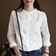 35 Y073 fine embroidered shirt pure cotton literary forest spring long-sleeved slim bottoming white shirt women's top