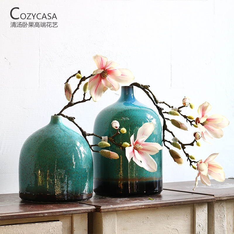 New Chinese style between example desktop put flowers cup of the flower, flower vases, emerald green glaze, jingdezhen ceramic ornaments
