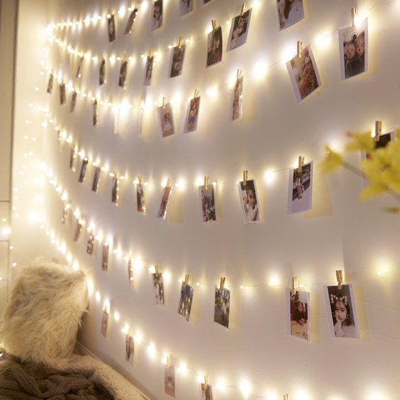 Internet celebrity photo frame hanging ins room LED light string photo wall hemp rope clip girly heart creative decoration without punching