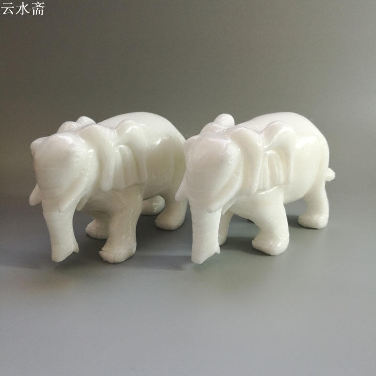 Feng Shui Natural Sweat White Jade Elephant Ornament White Jade Carving Living Room Office Home Business Gifts