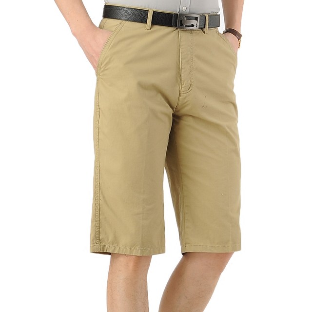 Summer thin pure cotton cropped pants for middle-aged and elderly men, straight casual pants for dad, high-waisted loose suit shorts