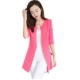 Mùa xuân mới 2018 solid color một nút nhỏ phù hợp với áo khoác nữ Phiên bản Hàn Quốc của bộ đồ dài tay không cổ Slim