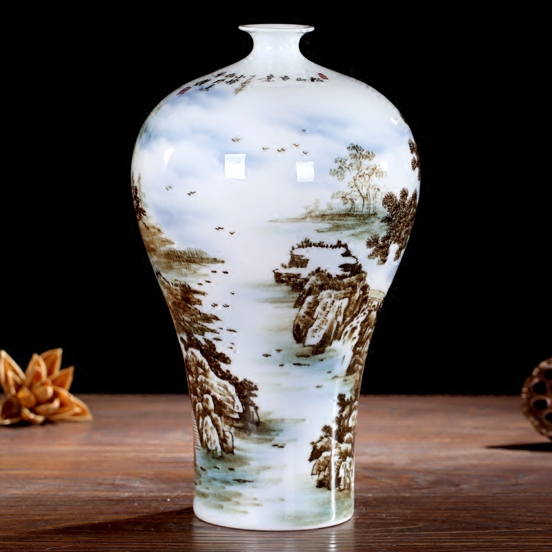 Jingdezhen ceramic hand - made guest - the greeting pine mesa floret bottle home sitting room study office furnishing articles of handicraft