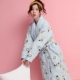 Áo ngủ mùa thu và mùa đông phụ nữ dày ba lớp bông và tay áo dài XL áo choàng ấm áo tắm rộng ao ngu cao cap Night Robe