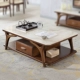 Bộ hoàn chỉnh của đồ nội thất gỗ rắn bàn ăn và ghế sofa da nhập khẩu đá cẩm thạch bàn cà phê tv tủ phòng khách bộ kết hợp ghế sofa đẹp hiện đại Bộ đồ nội thất