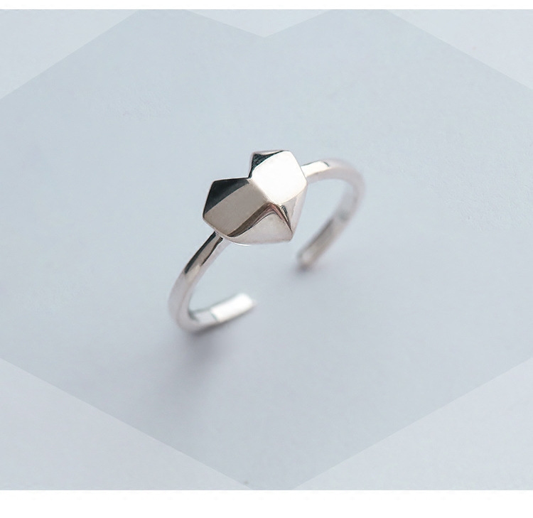 s925 sterling silver love peach heart-shaped ring designer temperament single ring Japanese Korean wild open tail ring female