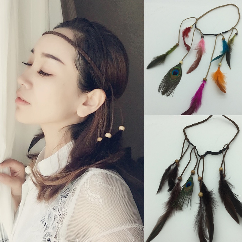 Indian feather hair accessories Elastic Flow Su Wild Fowl Hair with Stage Performance Program Performance Costume Costume