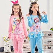 Đồ ngủ trẻ em cotton dài tay mùa xuân và mùa thu mùa hè cô gái cotton phù hợp với trẻ lớn cô gái trẻ em dịch vụ nhà của trẻ em
