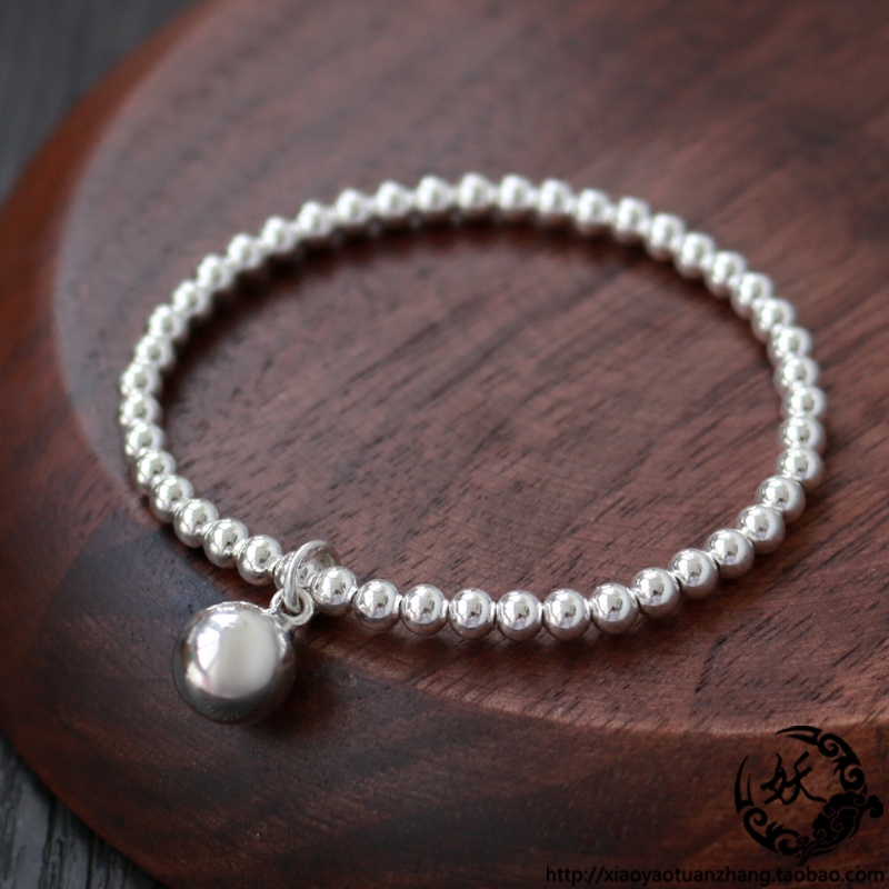 Versatile 925 Sterling Silver Bead Bracelet, Simple Round Ball Elastic Bracelet, Women's Fashion Sterling Silver Jewelry