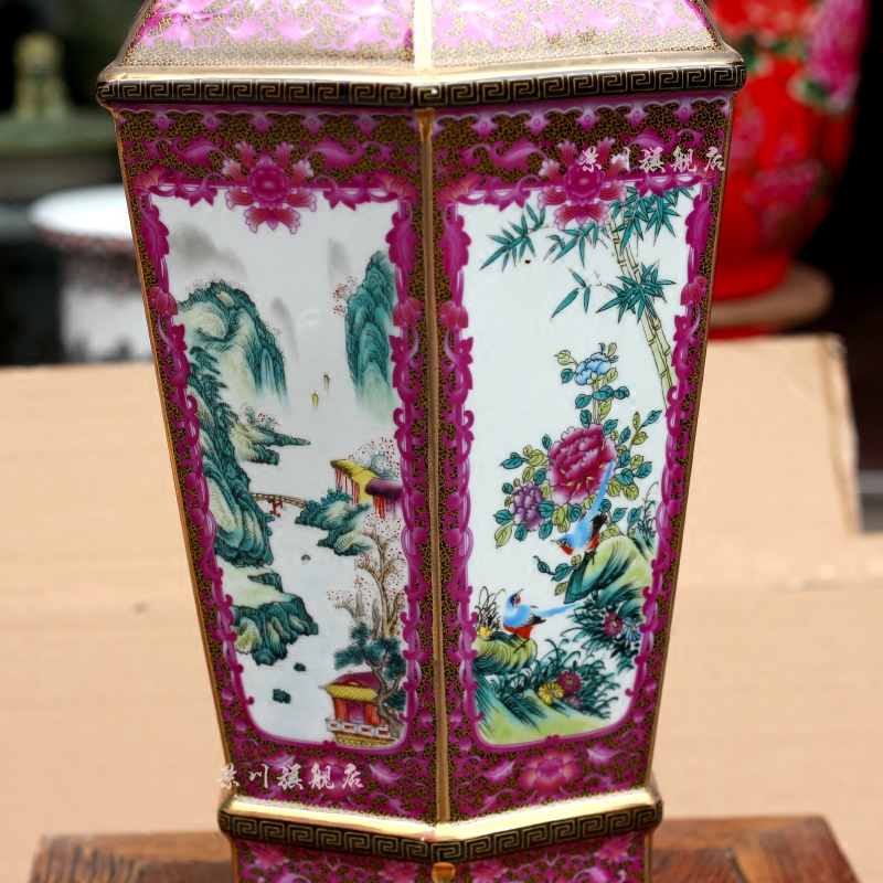 Archaize of jingdezhen ceramics colored enamel landscape painting of flowers and dried flowers, flower arrangement sitting room mesa vase furnishing articles