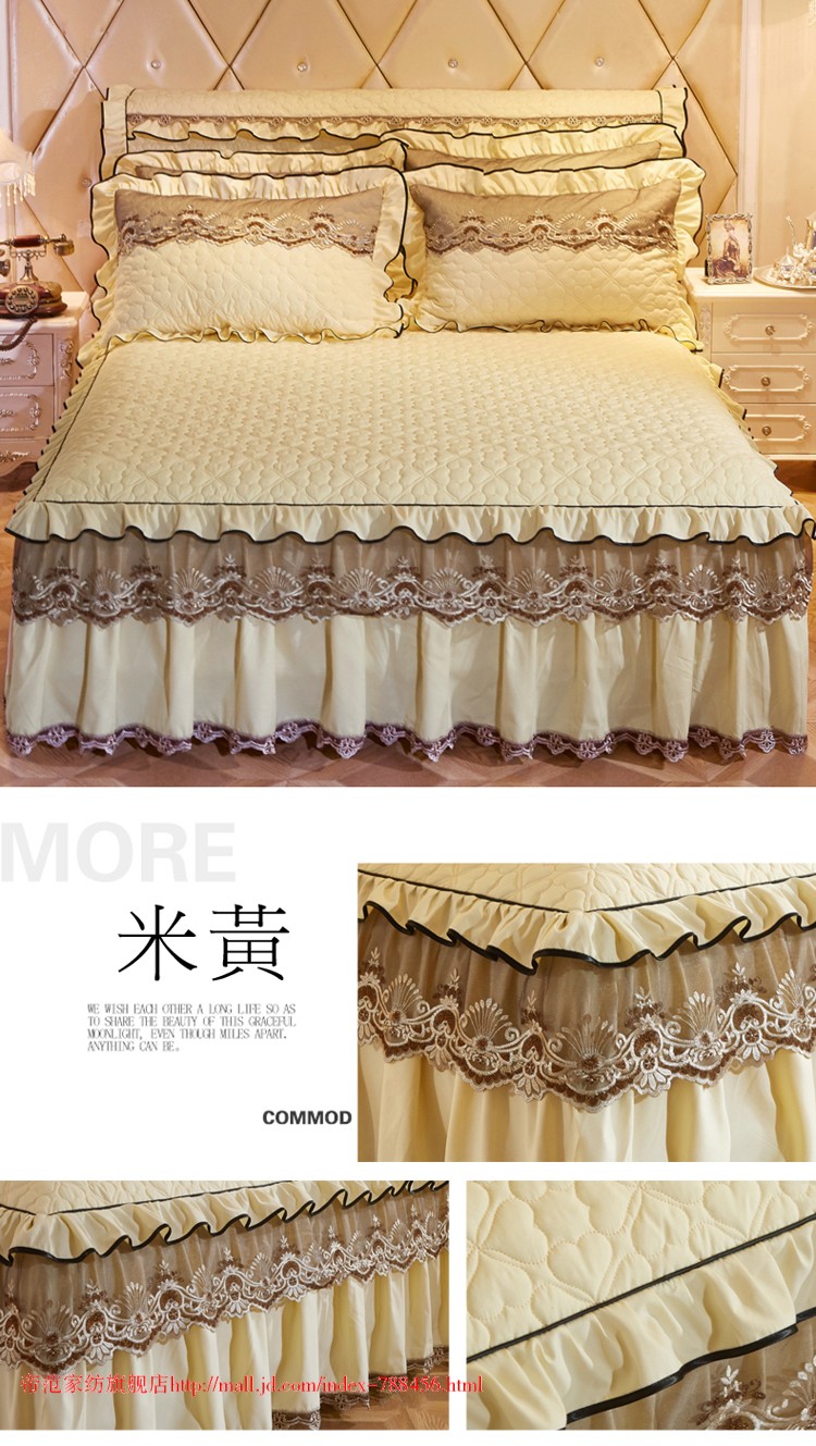 Trang chủ châu Âu chăn bông ren váy dày cộng với bông trải giường đơn mảnh Simmons giường đặt giường bao quanh trái tim mơ ước - kho báu - Váy Petti váy giường đẹp	