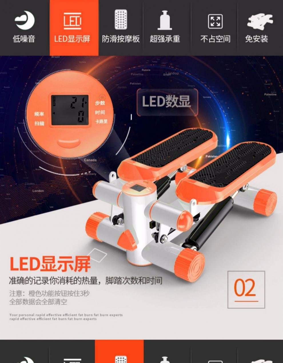 New stepper home máy nữ miễn phí cài đặt máy leo núi đa chức năng eo mỏng máy bàn đạp máy tập thể dục thiết bị sản phẩm mới - Stepper / thiết bị tập thể dục vừa và nhỏ dây tập kháng lực