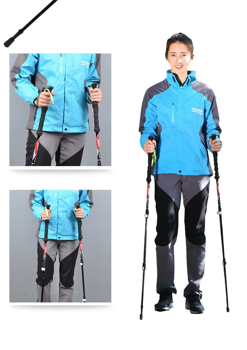 Codno Snow Leopard 1 Series Carbon Fiber Trekking Tail 3 Folding Lock Straight Straight Stretch Stretch 3 Shrunken Walking Stick Titanium - Gậy / gậy gậy leo núi carbon