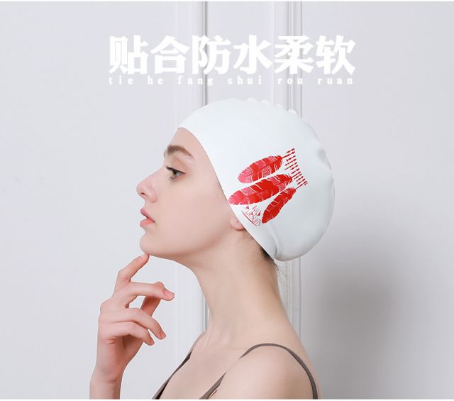 Mũ bơi JD trực tiếp cho nữ tóc dài không thấm nước silicone bơi mũ thời trang có thể bảo vệ tai khỏi các thiết bị bơi đầu - Mũ bơi nón bơi speedo
