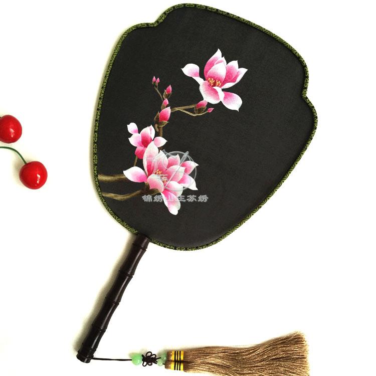 2 tay thêu kit tự làm thêu hai mặt quạt mộc lan tròn quạt chất liệu gói người mới bắt đầu aSN398 - Bộ dụng cụ thêu tranh thêu phong cảnh