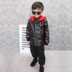 2018 Boys and Girls Leather Jacket 2018 mới mùa thu / mùa đông ăn mặc trẻ em ăn mặc Kids Plus Velvet Thickhood áo gió Han. 