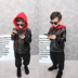 2018 Boys and Girls Leather Jacket 2018 mới mùa thu / mùa đông ăn mặc trẻ em ăn mặc Kids Plus Velvet Thickhood áo gió Han. 