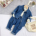 Set lỏng denim và quần hai mảnh bộ mùa xuân 2019 cô gái mới xu hướng mô hình. 