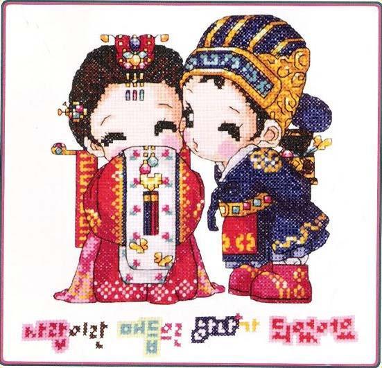 Huili Cross embroidered DMC kit small phase male and maiden with 3D 5D precision printed imprint
