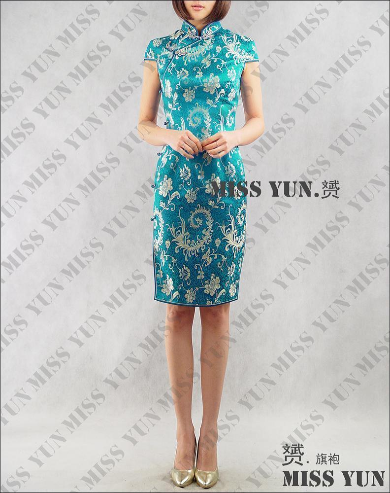 Handmade to make blue bottom white anchovetail disc buckle stylish improvement qipao skirt can be made with long sleeve blouses Tang suit