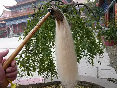 Taoist Whisk method Authentic white horsetail whisk Tai Chi whisk Throw ponytail Buddha dust true horsetail