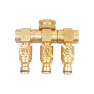 Garden tool pipe with one in three out copper control valve three way valve