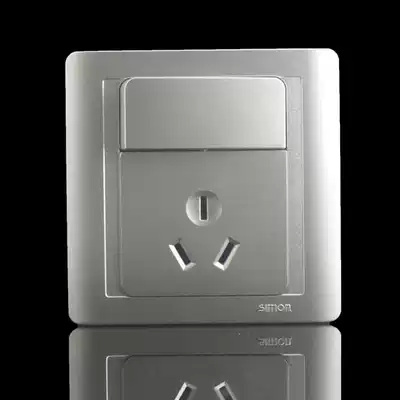 Simon switch socket 55 series bright silver 10A three hole socket with switch N51083B-57