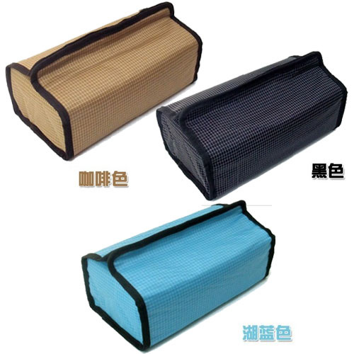 车宝贝最新款 可贴可绑|方格绒简约风格车用纸巾盒|-三色可选！