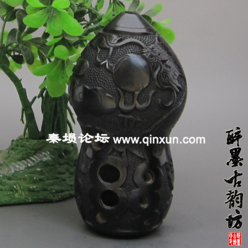 (Zuimo Guyunfang) Yin's Tao Xun Ten-hole Black Pottery Embossed Dragon Gourd Xun Playing Xun - Taobao