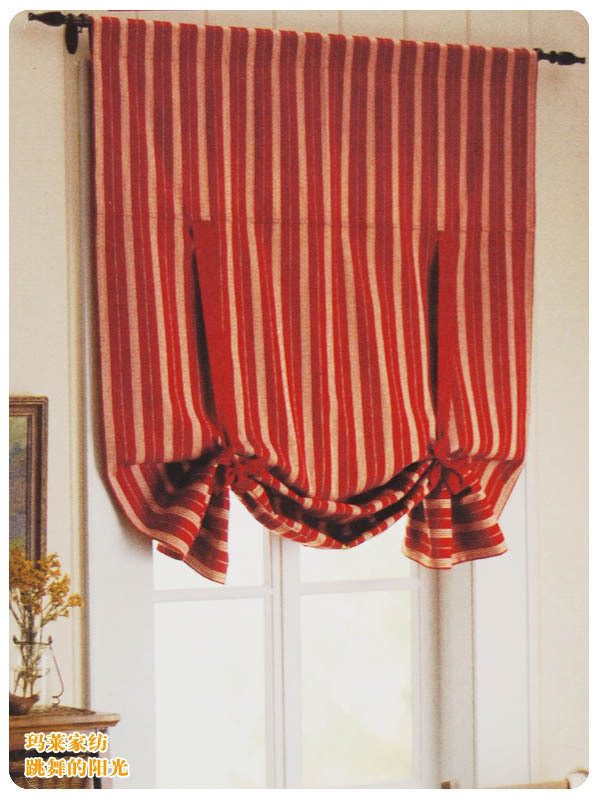All-Cotton Clearance Sale, Pure Cotton Striped Print, Full Blackout, Door Curtain, Roman Blind, Window Curtain, Rod-Mounted Track Type