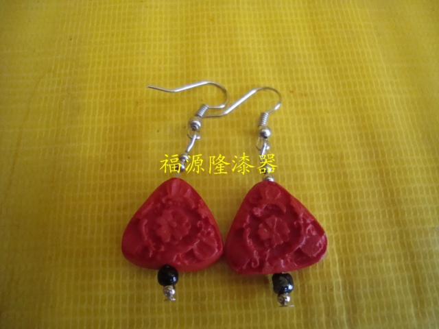 Beijing Carved Lacquer Earrings Birthday Gift Wedding Gift Wedding Gift Engraving Rose Flowers Perpetual