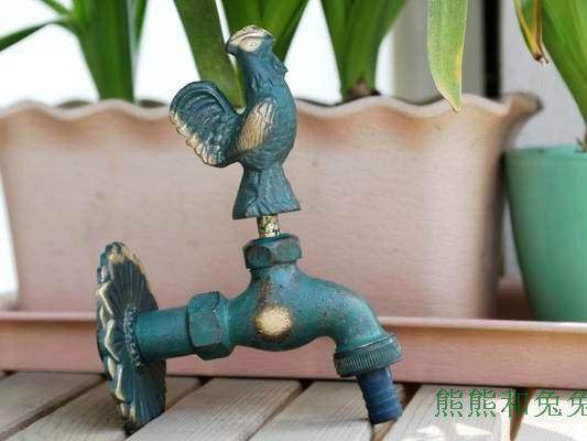 European Eurostyle Fields Garden Garden Animal Imitation Ancient Full Copper Washing Machine Tap Green Rooster