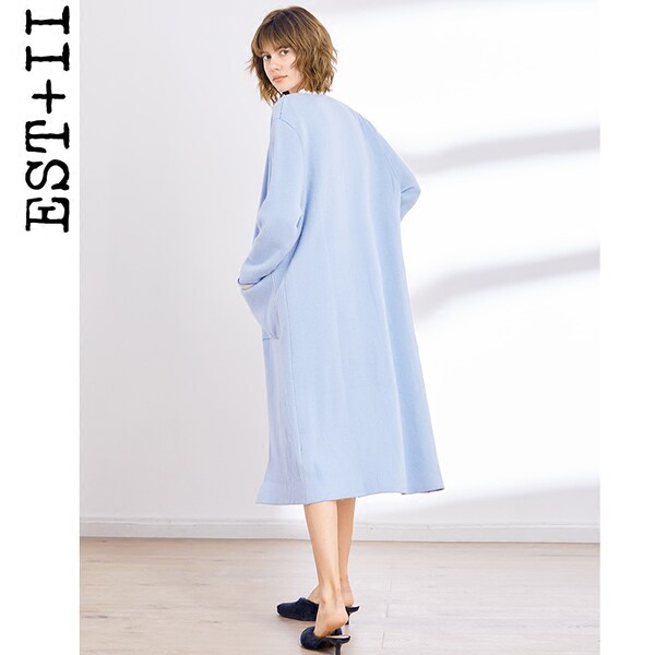 EST＋II 艺诗 18年春季新款 中长款含兔毛 女式针织开衫 天猫优惠券折后￥399包邮（￥499-100券）