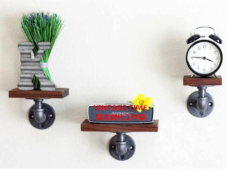 Industrial retro style water pipe flower rack shelf small wall shelf