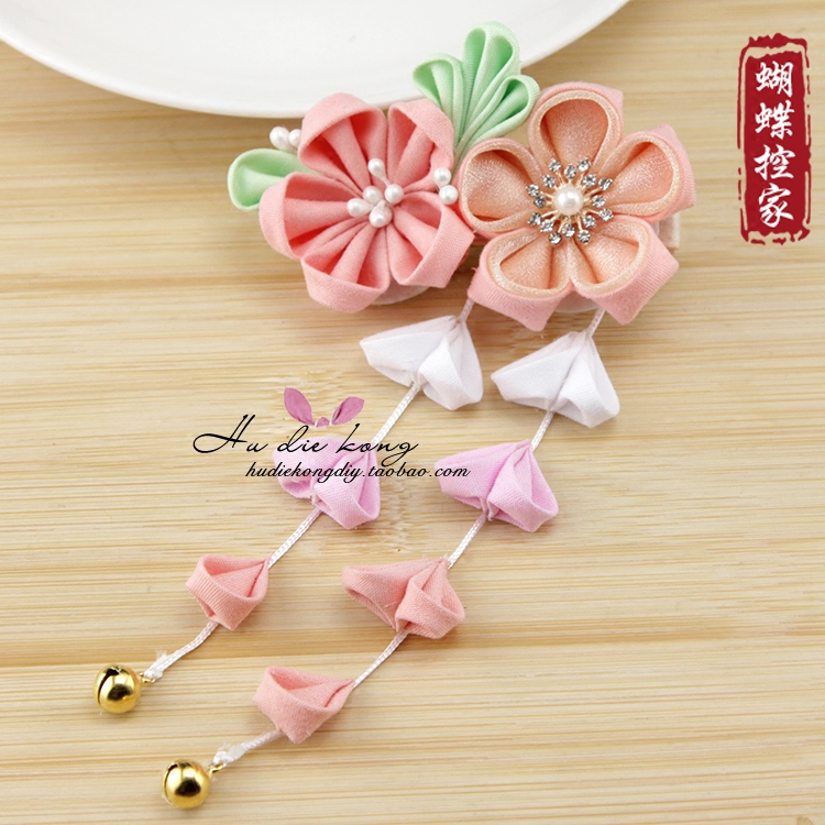 Diy和风发饰材料包多色花日式细工花簪布花