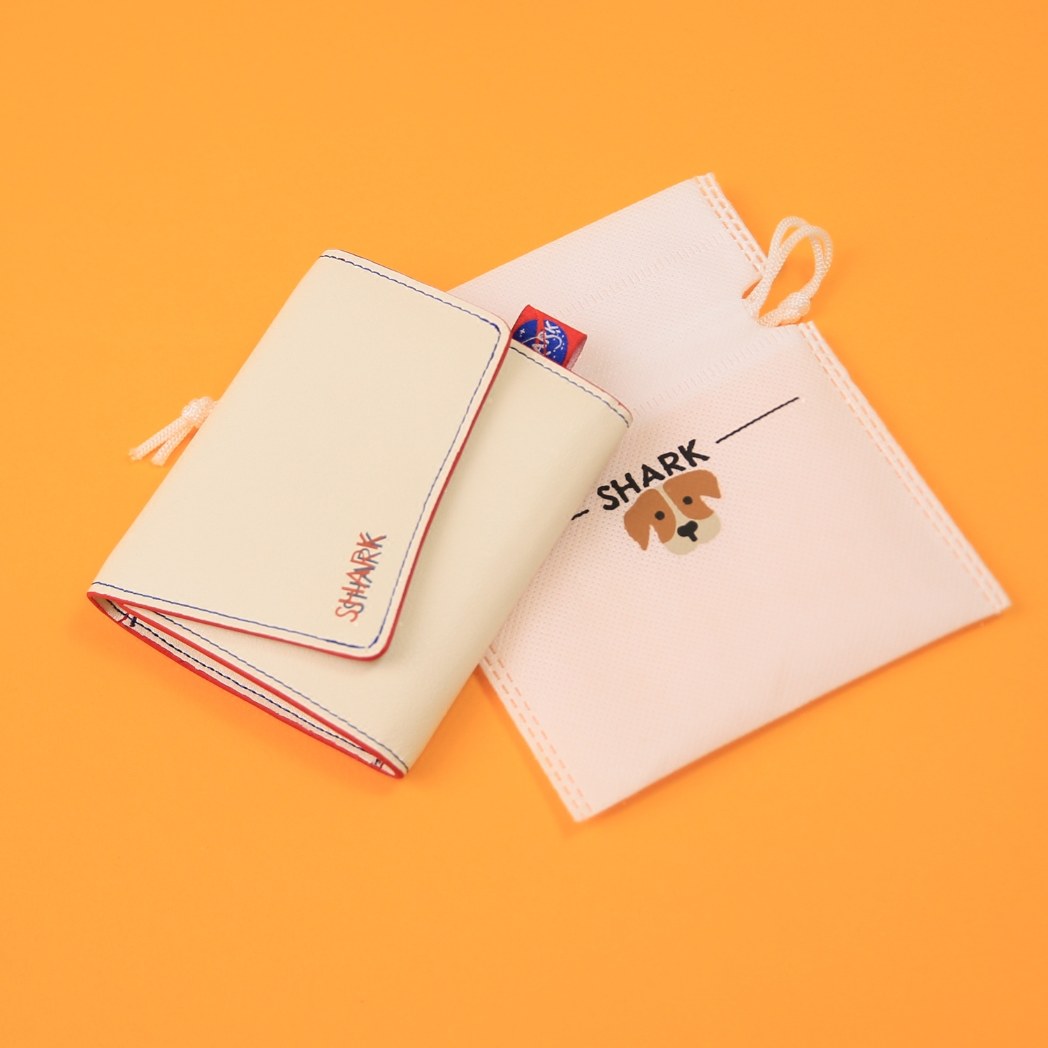 SHARK Sake Aviation Planning Bureau fun illustration PU large cover milk color wallet original