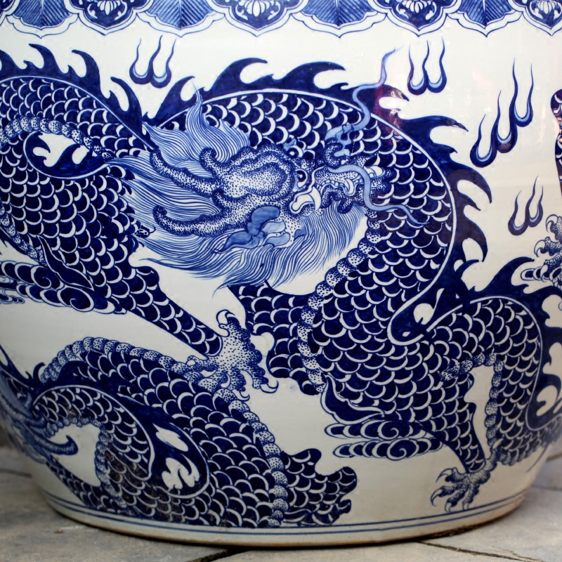 Jingdezhen ceramic hand - made porcelain among fish tank yard ground large sitting room the tortoise water lily cylinder furnishing articles